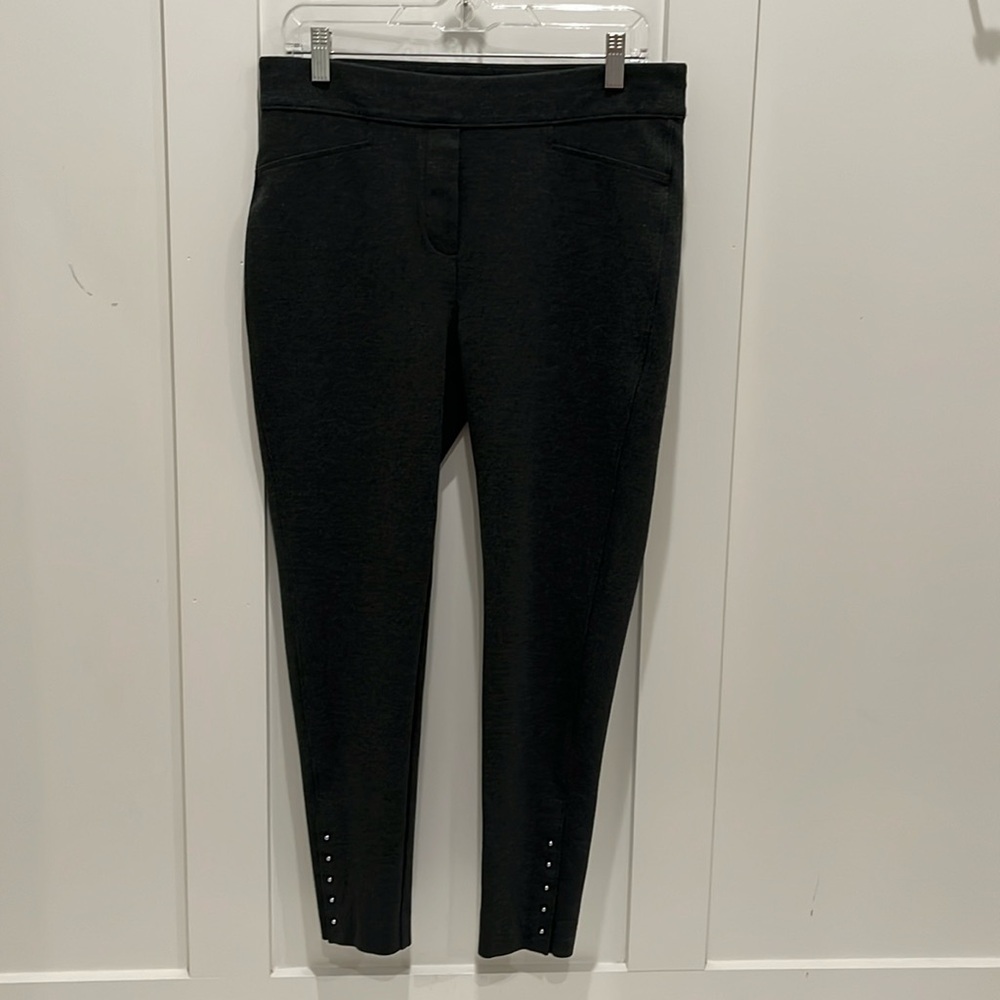 Chico's Black Slim Ponte Leggings with Ankle Studs
